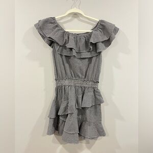 LoveShackFancy women’s medium black white checkered mini dress